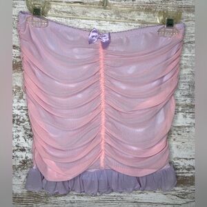 Dolls Kill Sugar Thrillz Queens Daughter Pastel Pink Purple Skirt Mesh Bow Small